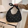 Women Puffer Tote Handbag Bow Pattern Padded Armpit Bag Puffy Top Handle Bag Quilted Padding Tote Bag Female Travel Bag