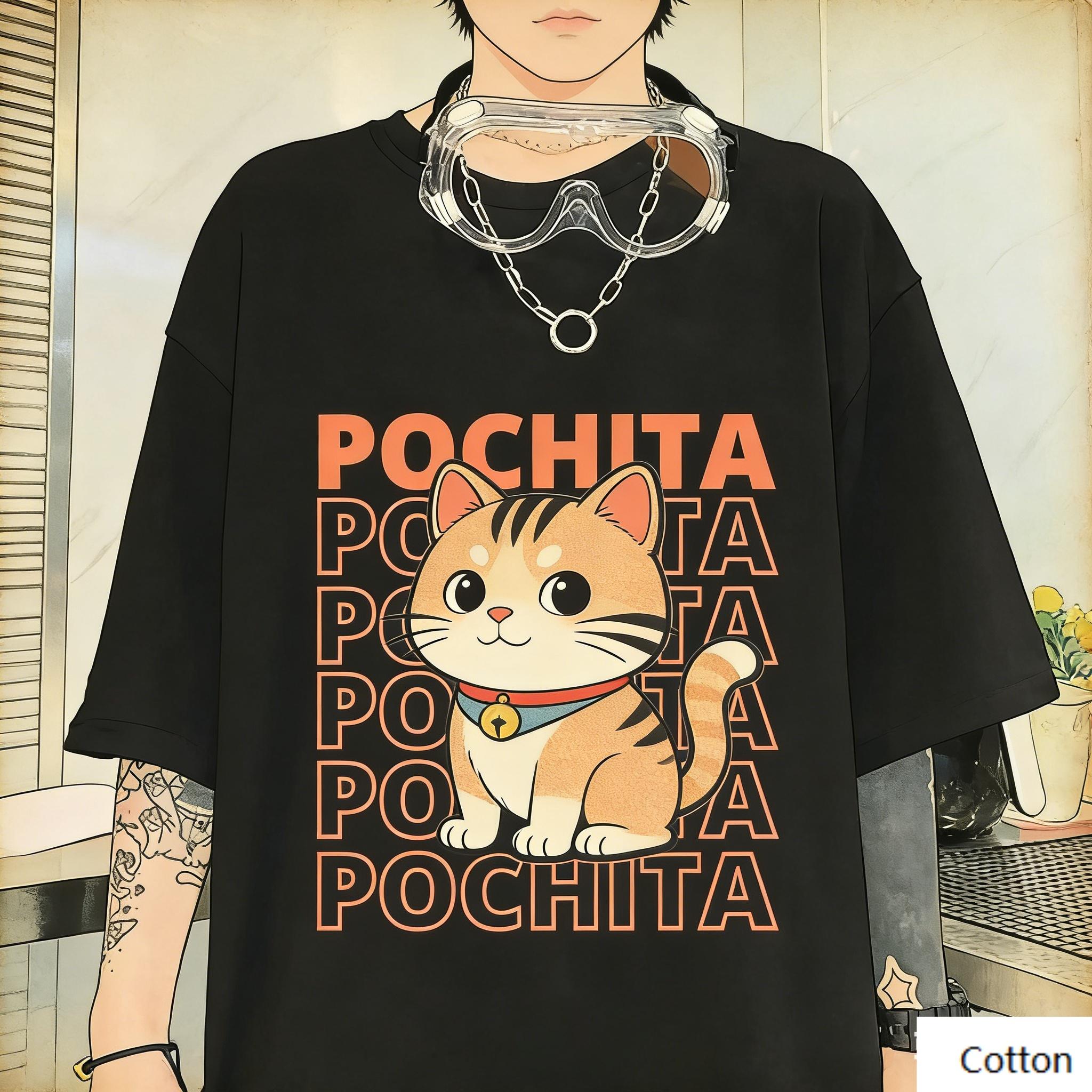 Cute Chibi Cat T Shirt Kawaii Animal Print Soft Cotton Casual Unisex Tee Anime Lover Style Top S разноцветный