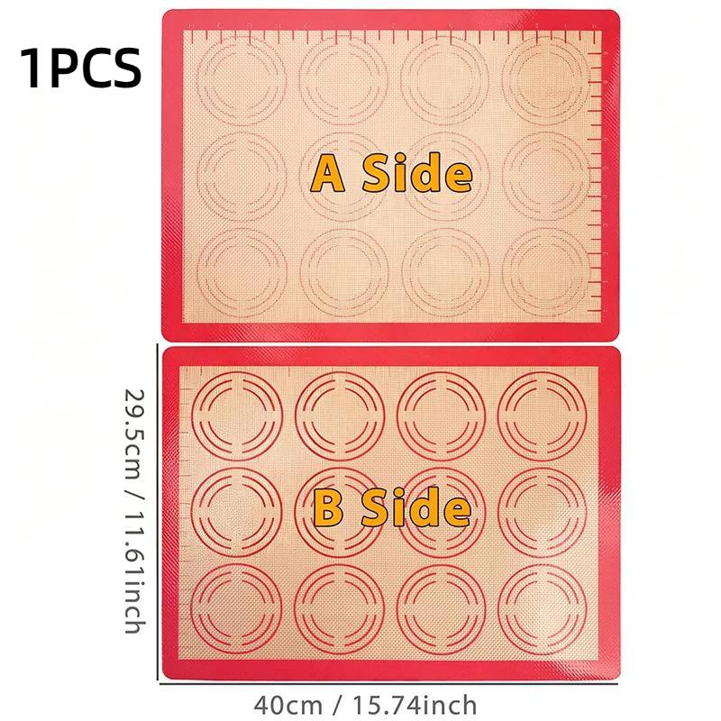 1Pcs Silicone Baking Mat For Oven, Reusable Non-Stick Heat Resistant Bakeware Sheets With Measurements, For Cookie Pastry