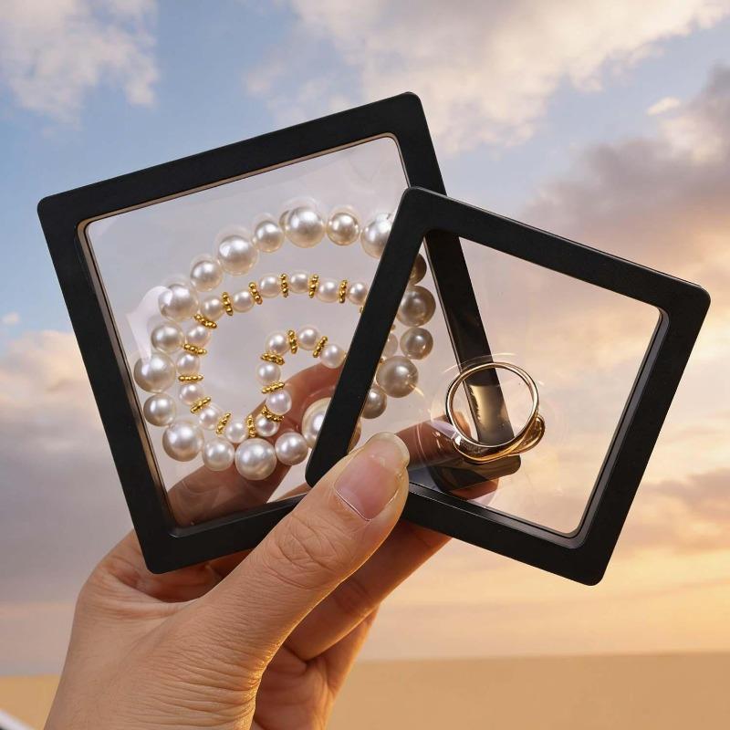 Transparent Floating Display Box Plastic Film Jewelry Packaging Box Jewelry Ring Necklace Collectible Earring Pin Organizer