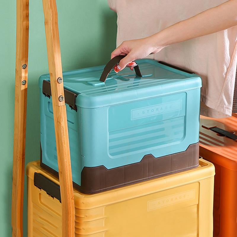 Youjialiangpin Plastic Folding Storage Box, Car Organizer, 12L, Mint Blue, 1 Piece