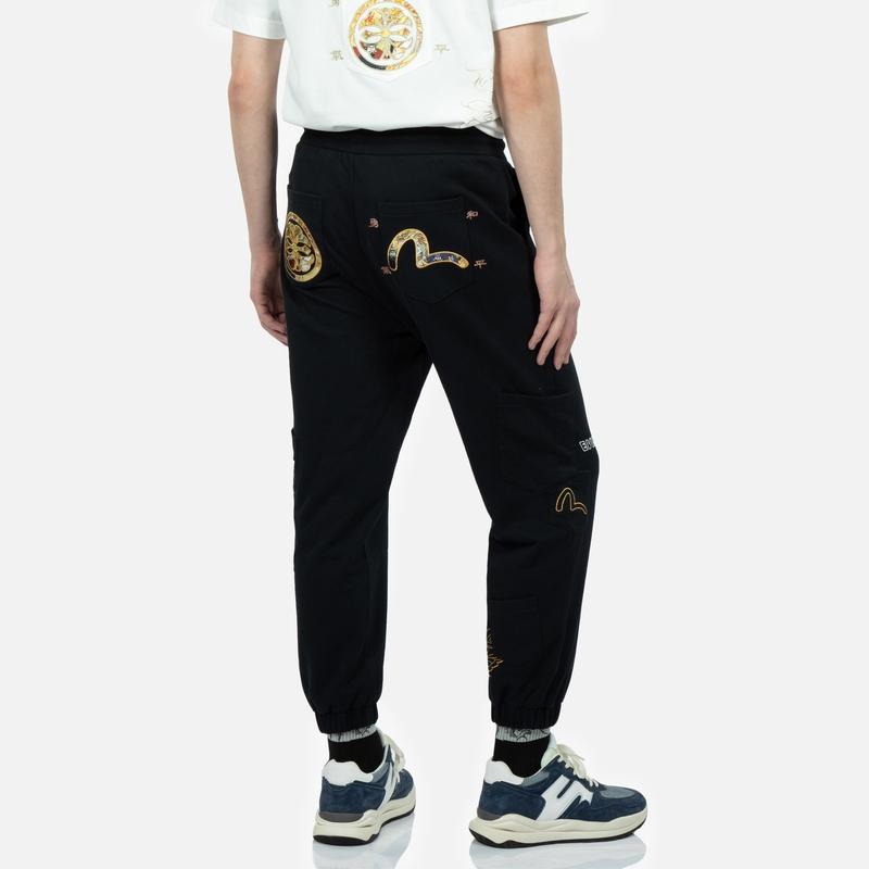 EVISU Knitted Sweatpants Men's Black 2ESHTM3SP560LFCT