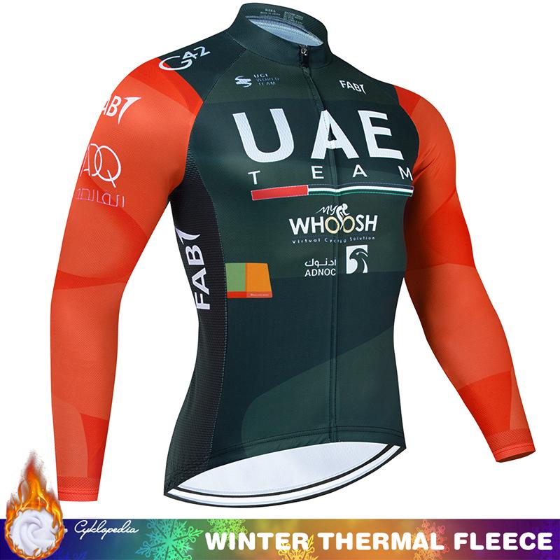 Cycling Clothing Man Bicycle Jerseys Men Sportswear Set UAE Winter Bike Jacket Thermal Fleece Jersey Men's Blouse Mtb Bib Suit