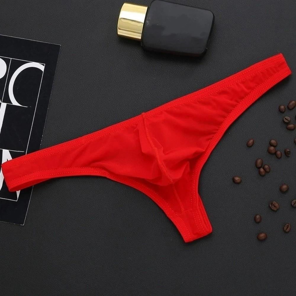 Transparent Ice Silk Thongs Large Size Mesh Underpants Breathable Men's Underwear Men