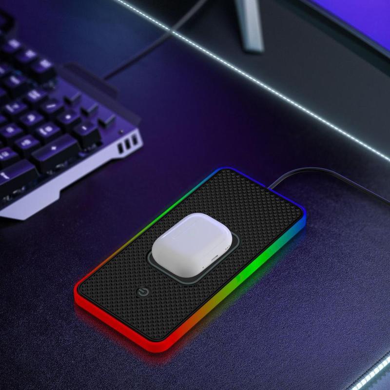 20W Fast Wireless Phone Charger Car Charging Pad with Non-Slip Base 8 Ambient Lights Universal Phone Cordless Charging Mat