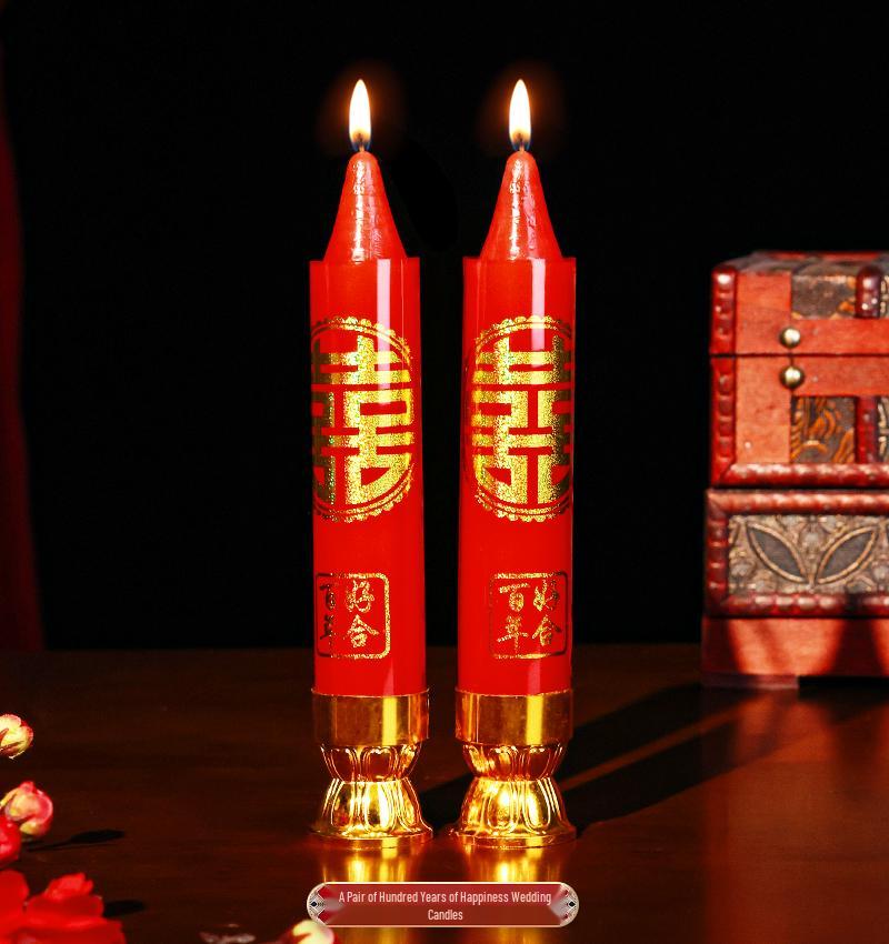 Double Happiness Smokeless Red Candles for Wedding and Engagement Celebrations with Dragon and Phoenix Design