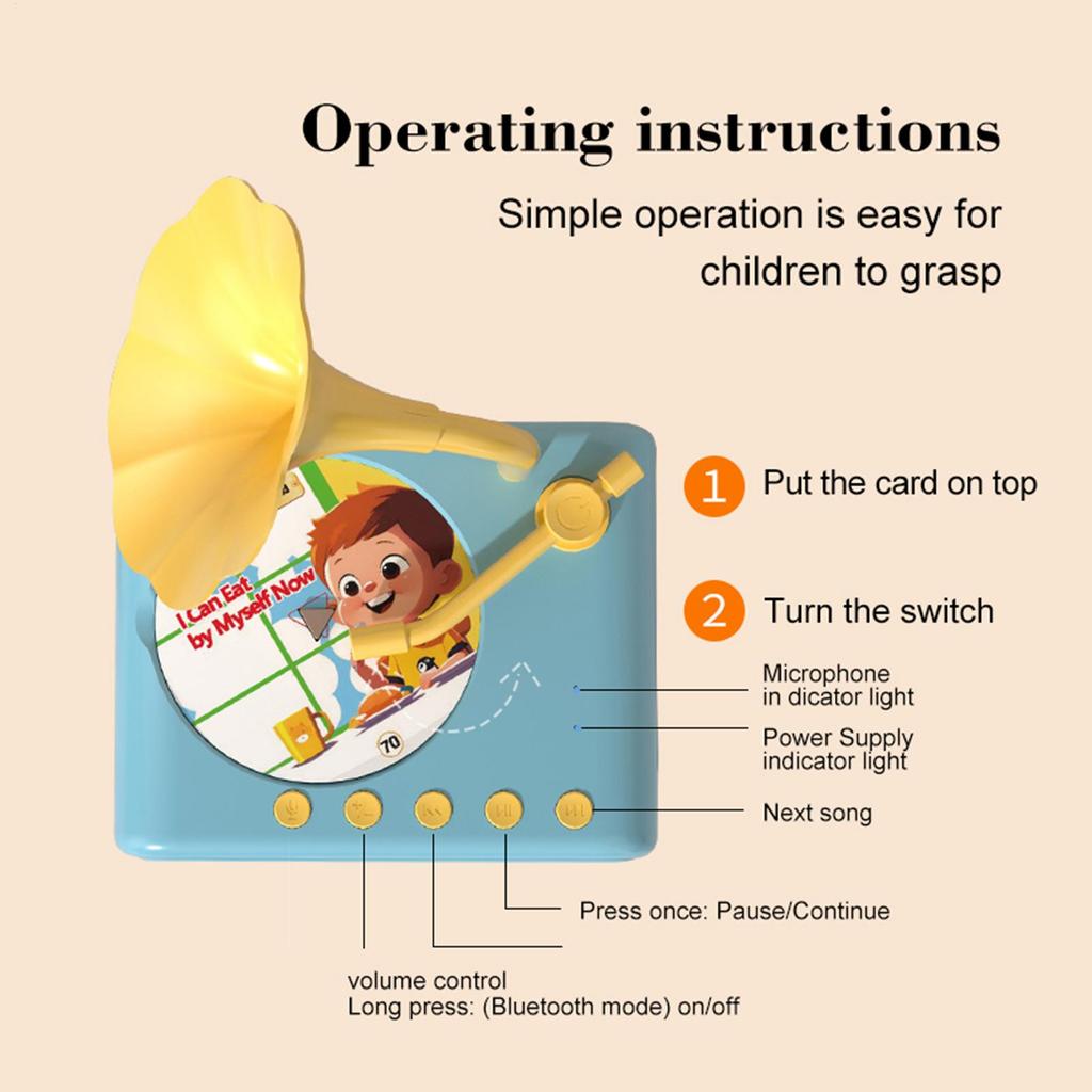 Toddler Gramophone Musical Toys Children's Gramophone Music Player Story Machine Interactive Storytelling Toy for Early