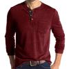 Men's Long-Sleeve Henley Crew Neck T-Shirt for Autumn and Winter