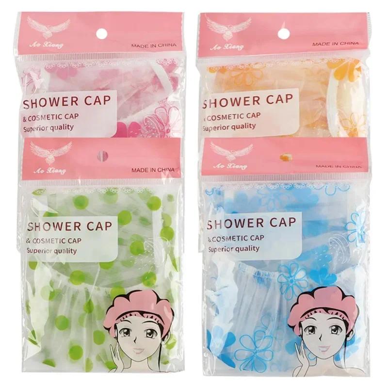 5pcs Shower Cap Waterproof Bathing Household Long Hair Shower Dry Hair Cap Kitchen Fume Prevention Sanitary Hat