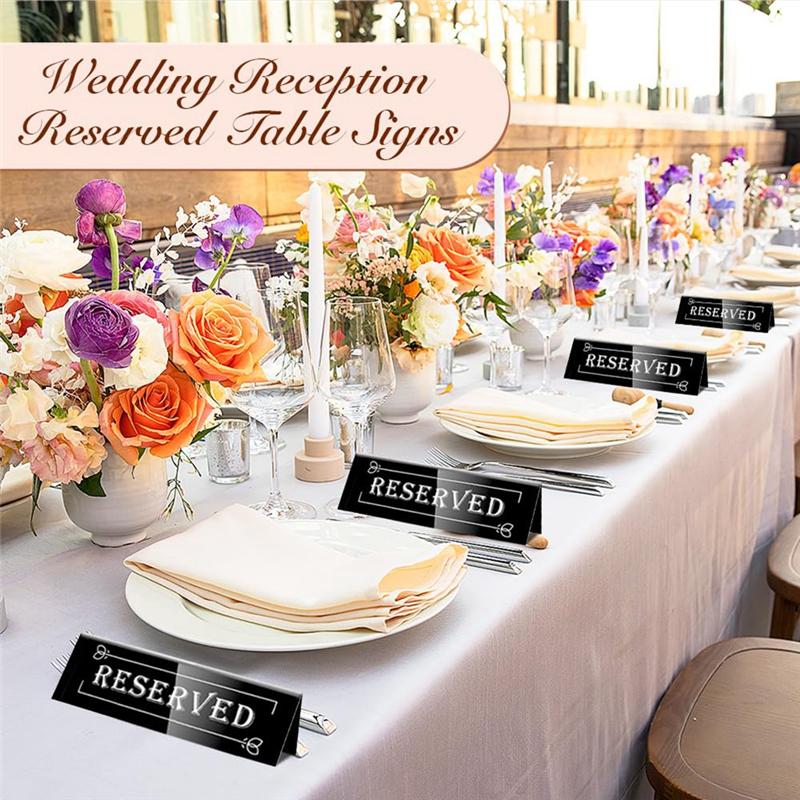 Practical-10PCS Acrylic Guest Reservation Table Tents Sign Waterproof Background Double-Sided Seat Signs