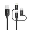 Choetech 3-in-1 USB Cable MFI Lightning/Type C/Micro USB 3A Charging & 480 Mbps Data Transfer 1.2m Black (IP0030-BK)
