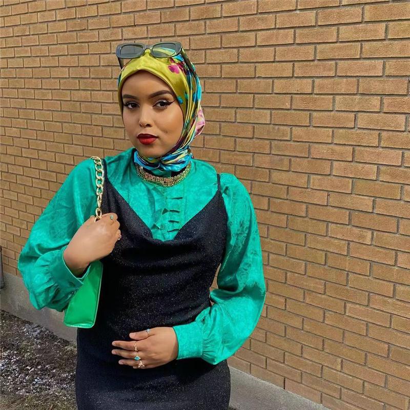 90*90cm Casualowa Moda Drukowana Flora Kwadratowe Szale Szaliki Satynowa Damska Chustka Apaszka Damska Opaska na Głowę