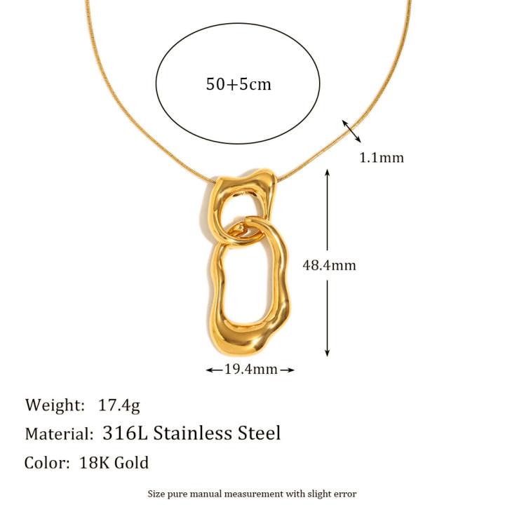 

MamacitaSlay 316L Stainless Steel Geometric Pendant Necklace Party Waterproof Neck Jewelry Women s Charm Sweater Chain 2026 Gift 55cm золотой