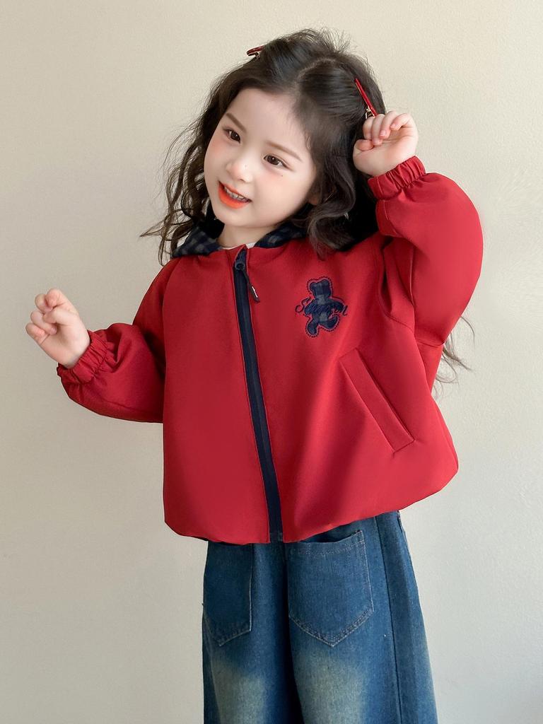 Girls' Korean Style Hooded Coat - 2025 Spring/Autumn Fashion Jacket