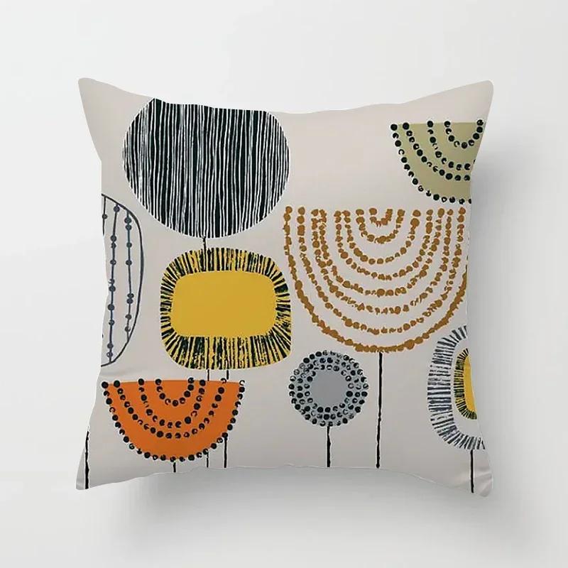 Multicolored Geometric Patterns Double-sided Printed Pillow Cover Short Plush Suitable Living Rooms Sofas Throw Cushion Cover