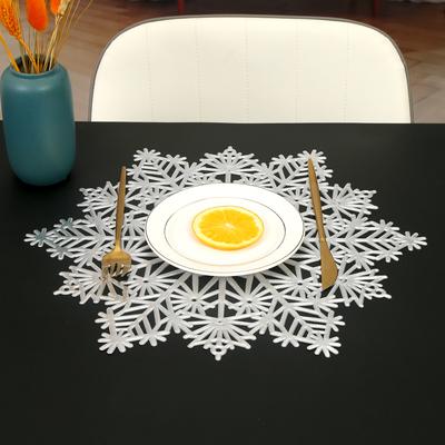 Christmas Non Slip Placemat Table Mat Decorative  New Year Snowflake Cup Coaster Non Slip Hollow Out Design, Easy To Clean