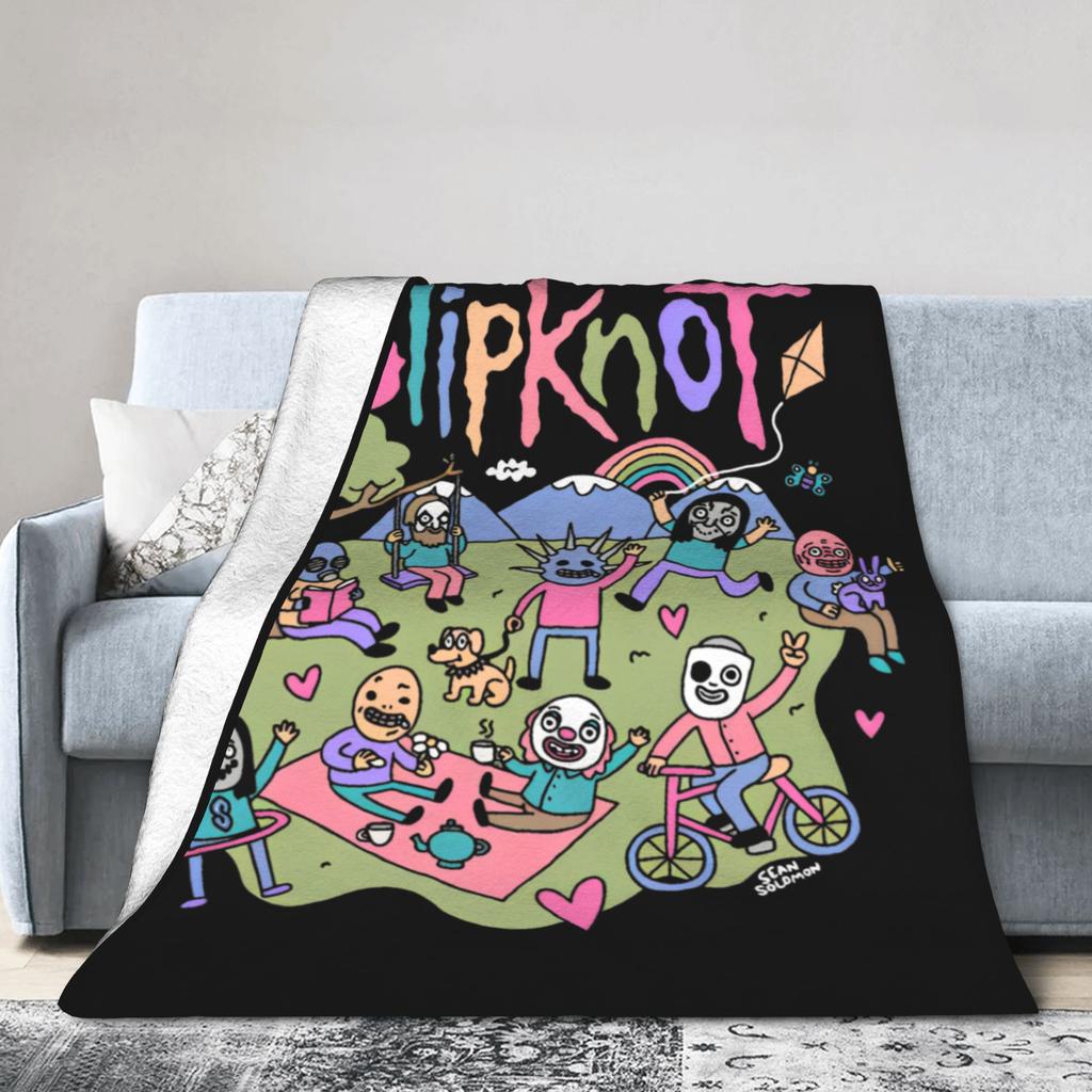 Custom S-Slipknoted Flannel Blankets Heavy Mental Band  Throw Blanket For Bed Sofa Couch 125*100Cm Quilt