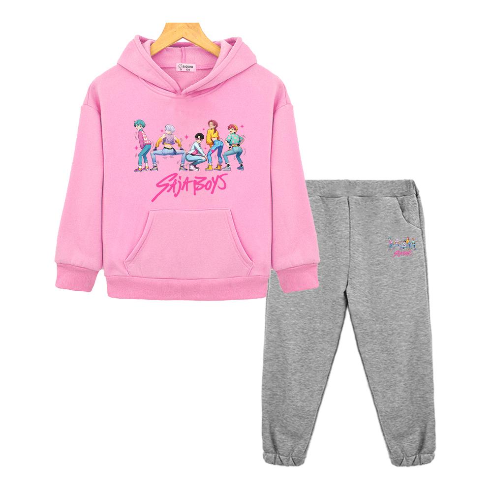 Saja Boys Autumn Boy Girl Hooded Sets Hoodie Fleece Sweatshirt Jacket Kpop Demon Hunters 2pcs Pullover+pant Kids Boutique Clothe