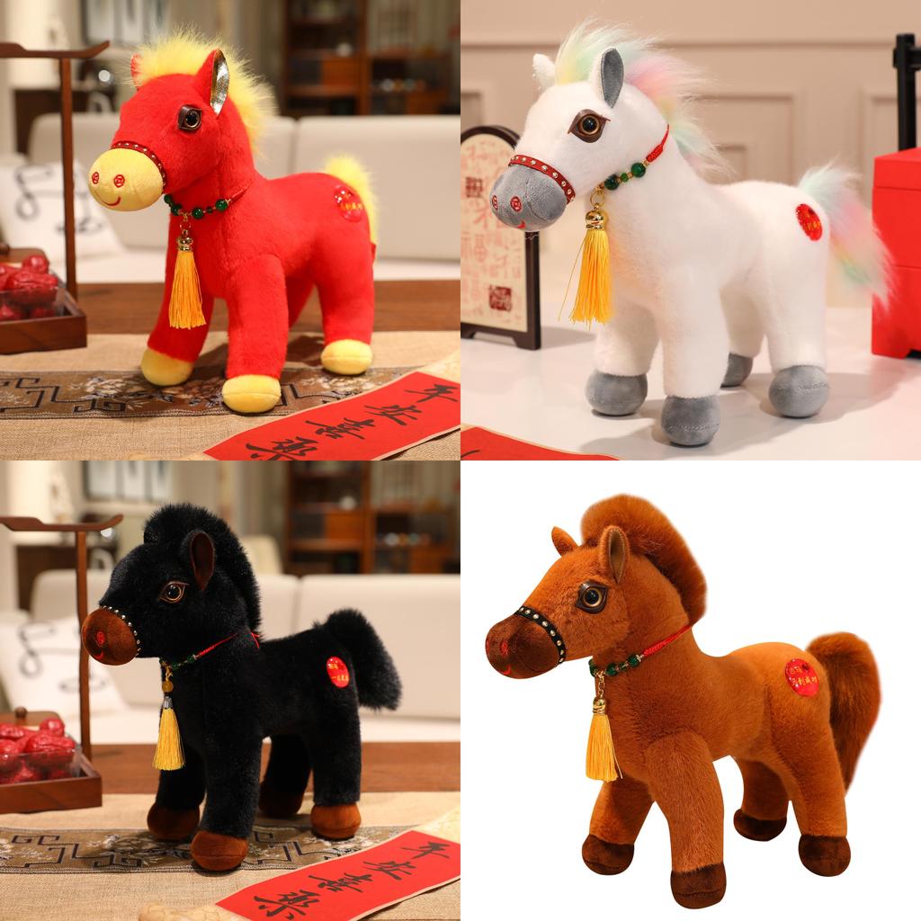 Horse Plush Animal Dolls With Tassel Decoration For New Year Gifts Decoration