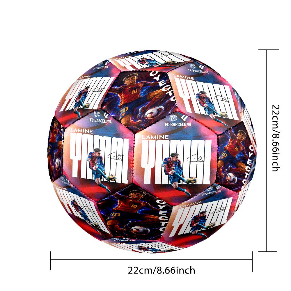Lamine Yamal 19 Barcelona Player Action Size 5 Soccer Ball Machine-Stitched Indoor/Outdoor Training and Matches Ideal for Soccer Enthusiasts