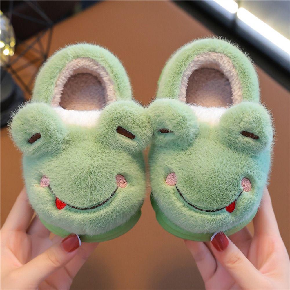 Thickened Children's Cotton Slippers Plush Kids Winter Warm Booties Kids Plush Shoes  Girls Boys