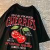 Cherries Graphic Printing T-shirt Tops Summer Women Men Casual Short Sleeves Streetwear Tees Fashion Female Harajuku T Shirts