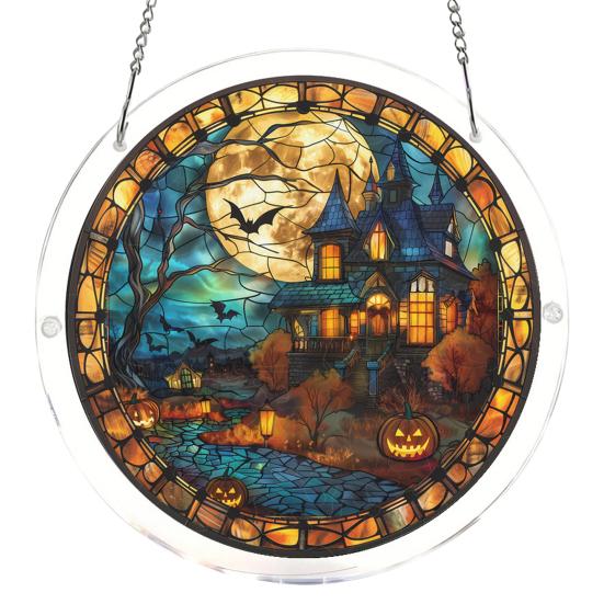 Cattura Sole Puzzle Acrilico, Kit Puzzle Cattura Sole Stile Vetro Colorato di Halloween, Ornamento da Appendere a Finestra Gotico per Casa, Giardino