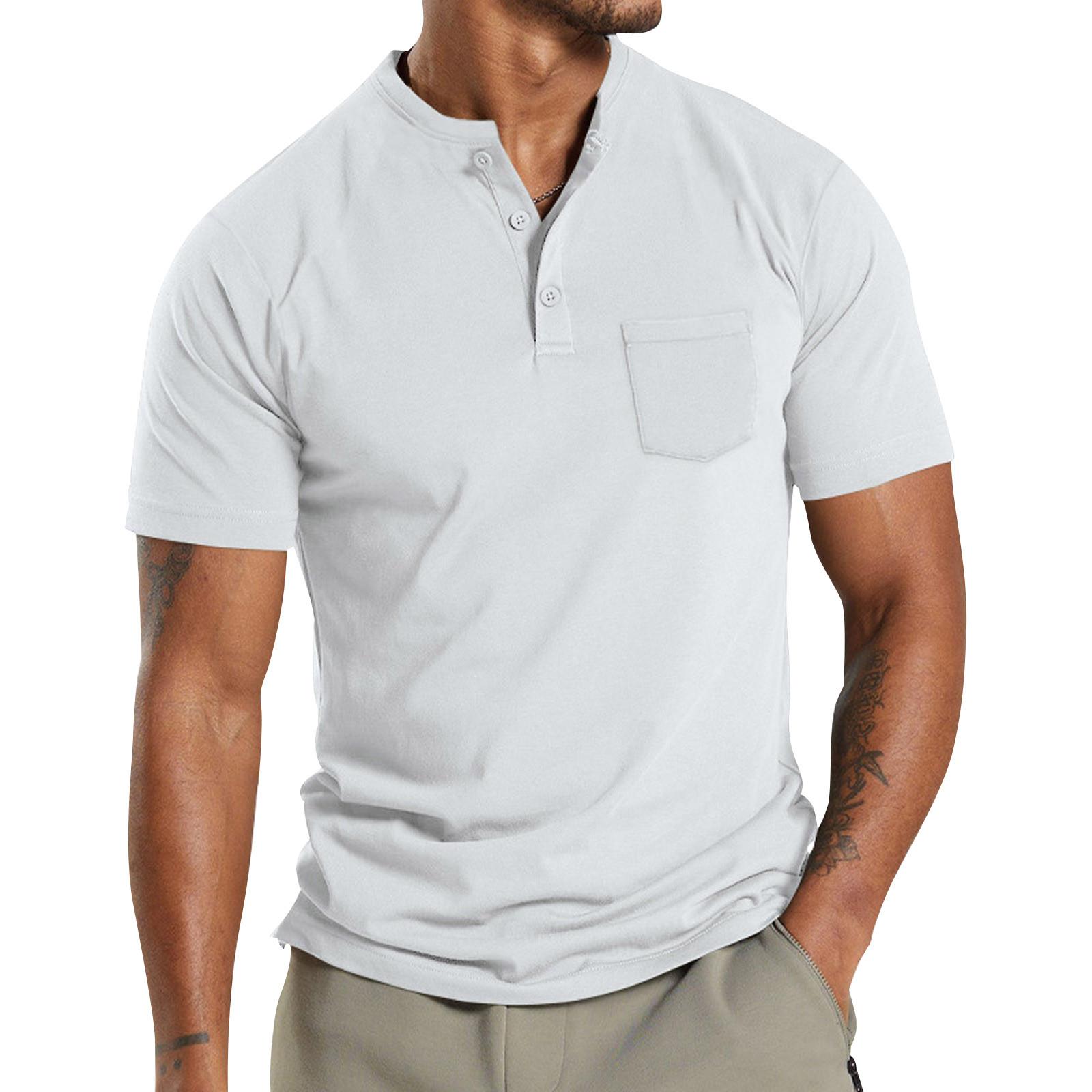 

Летняя мужская рубашка на пуговицах с круглым вырезом и короткими рукавами, однотонный повседневный топ XL белый