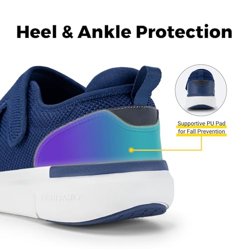 FitVille Men's Wide, Lightweight Nursing Shoes, Fits 6E, 4E, and 2E, Adjustable, Easy To Put On, Rehabilitation Shoes, Elderly Shoes, Comfortable, Bre