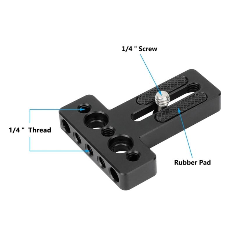Quick Install Multiple Hole Camera Mounting Plate For DSLR Monitors Aluminum Baseplate With 1/4" Screw Holes