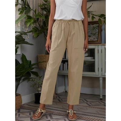 Autumn Women's Pants Solid Colour Elastic Waist Cotton Linen Fashion Loose Casual Pants