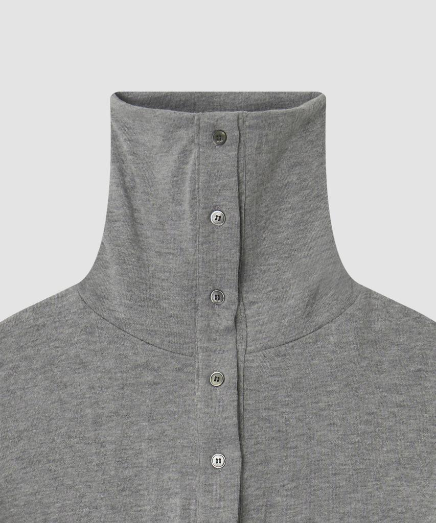Deolil High-Neck Button Open T_Gray