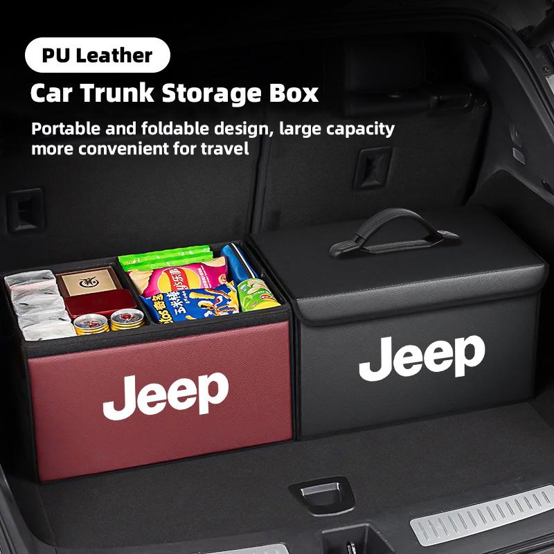 Car Trunk Leather Storage Box Auto Interior Organizer Accessories For Jeep Grand Cherokee Wrangler JK Gladiator Compass Renegade