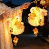 Handmade Mid Autumn Lantern Glowing Rabbit Flower Lantern Bunny Lantern  Cultural Gift