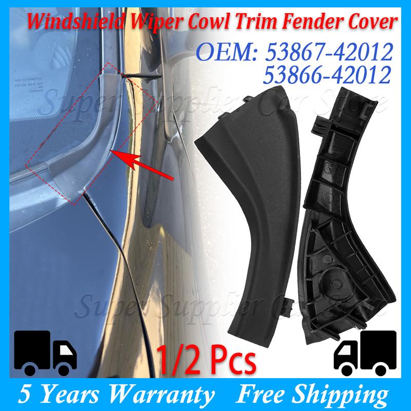 New Windshield Wiper Cowl Extension Trim Fender Cover For Toyota RAV4 2006 2007 2008 2009 2010 2011 2012 53867-42012 53866-42012