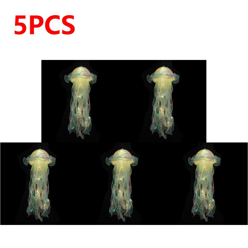 Gradient Jellyfish LED Night Light Handmade Pendant Lamp Colorful Hanging Light for Indoor Outdoor Garden Festival Decoration