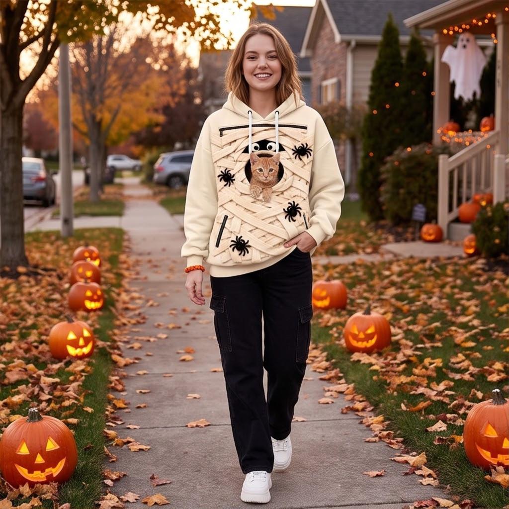 Unisex Long Sleeve Pet Dog Pocket Sweatshirt Hoodie Loose Casual Warm Pullover for Men and Women