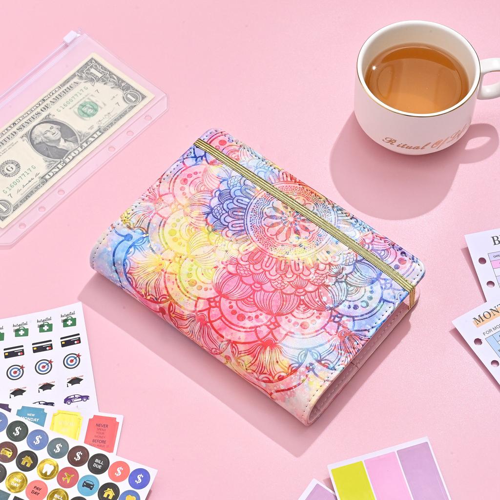 A6 Budget Binder Planner Strap Macaron Colorido Couro DIY Encadernação Caderno Capa Diário Agenda Planejamento Papel Capa Escolar