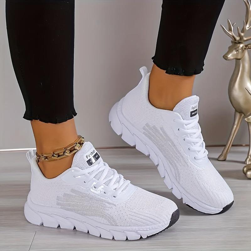2025 Spring New Flyknit Breathable Running Shoes Sports Women Casual Shoes Soft Bottom Couple Models Men and Women Small White Shoes