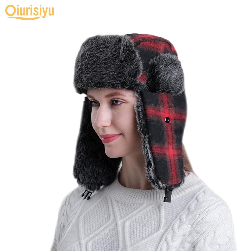 Lei Feng Lattice Plaid Trapper Hat 