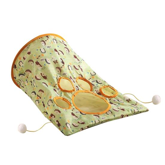 Cat Tunnel Bag for Indoor Cats Foldable Pet Tunnel Crinkle Sack with Plush Balls Interactive Hide And Seek Cat Toy