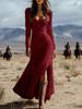 Robes européennes et américaines, nouvelles robes longues sexy à boutons, style rétro western, manches longues plissées