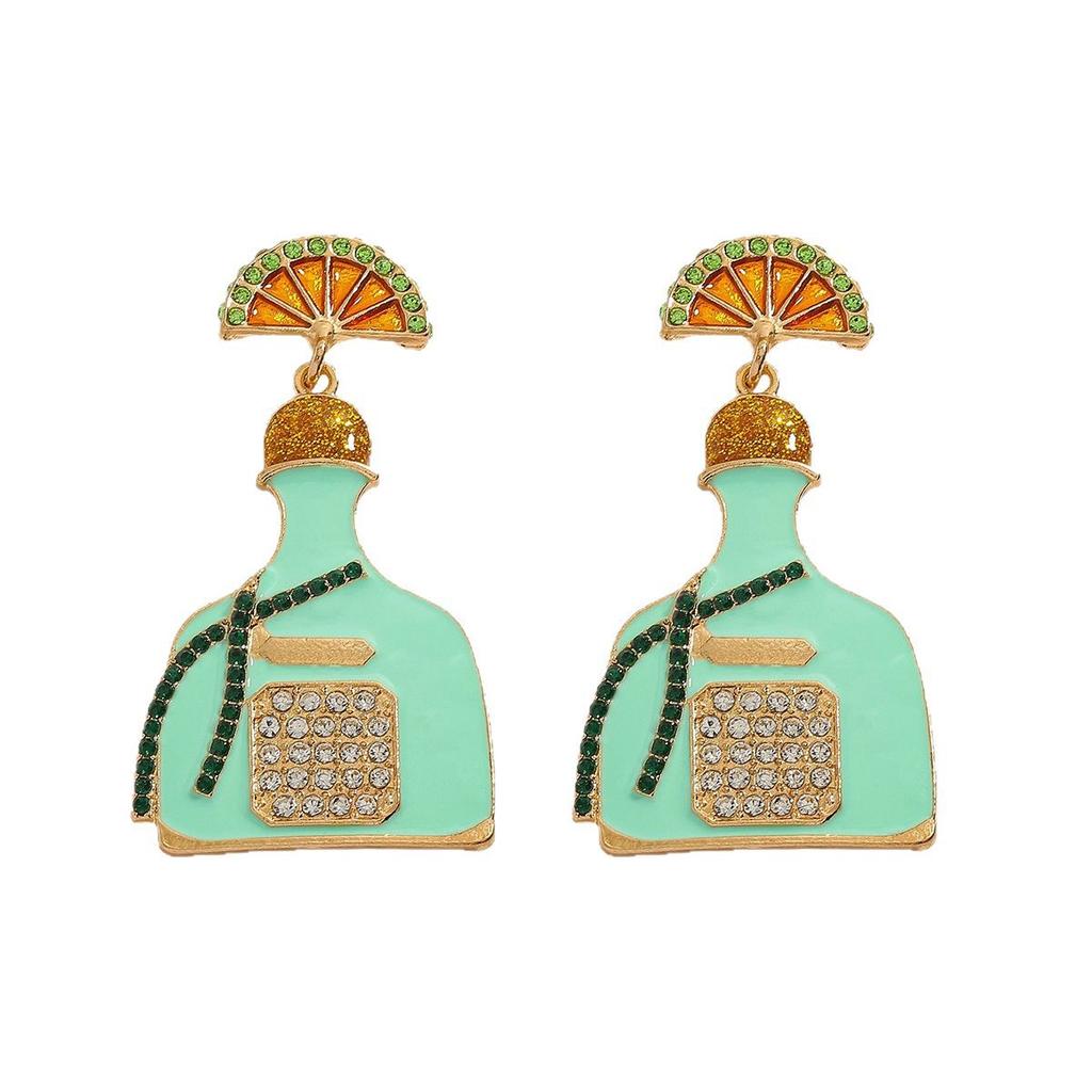 Cute 3D Lemon Perfume Bottle Earrings