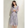 Jiu Zi Annakou French Romantic Floral V-Neck Chiffon Waist Dress