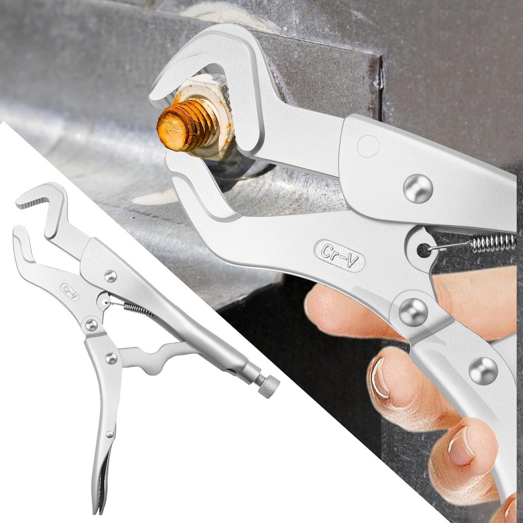 Vice Grips Pliers Set, Curved Jaw Locking Pliers, Adjustable Solid Pipe Clip Repair Welding Pliers, Fast Release Needle Nose Vice Grips, C-clamp Ice