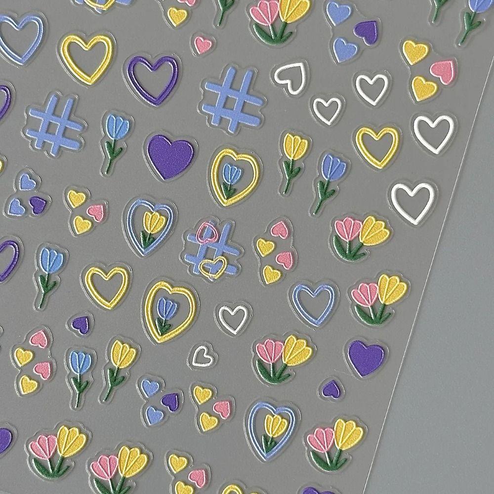 Self Adhesive Nail Sticker Tulip Decal Nail Art Sticker Cartoon Stickers  for Nail Art Decoration