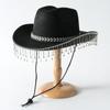 European and American Women's Gender-neutral Cowboy Hat Simple Love Gem with Rhinestone Fringe Design Jazz Hat Wedding Ball