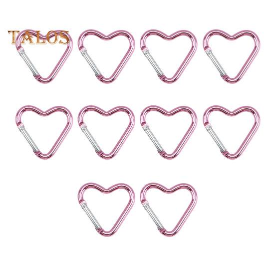 

20 шт. карабин в форме сердца, прочный алюминиевый брелок, зажим, пружинный крючок, пряжка для рюкзака, бутылка для воды, аксессуары для кемпинга на открытом воздухе розовый