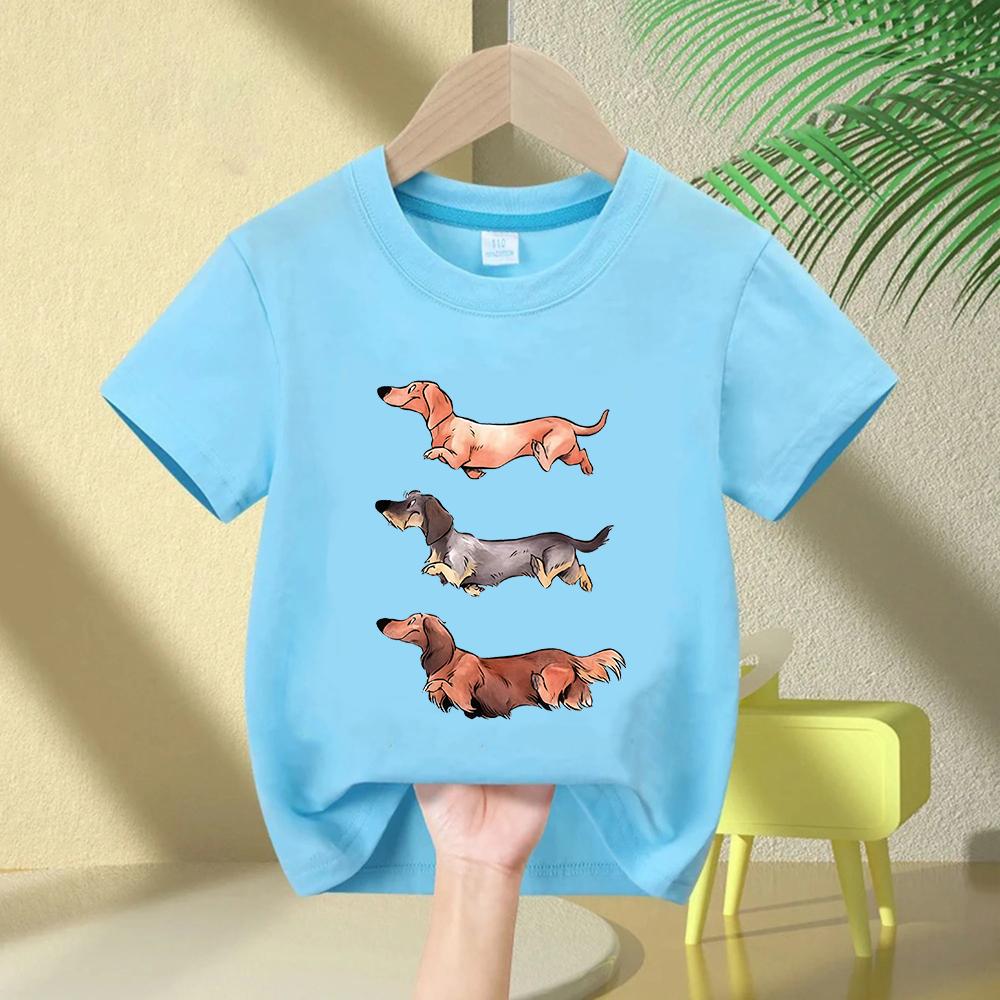 Dachshund Teckel Cute Dog Kids Tshirt Cute Printing Shirt Fashion TShirt for Casual Tops Short Sleeve