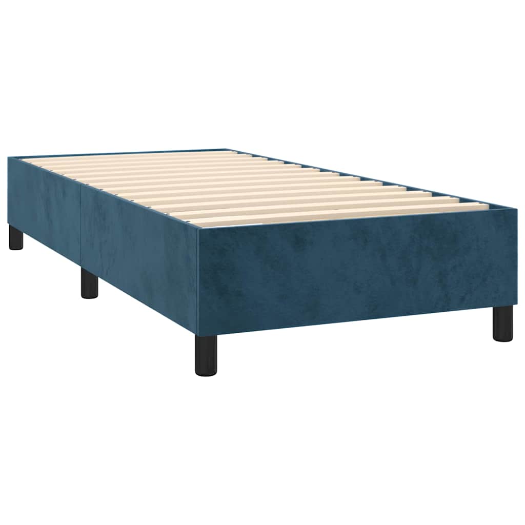 Box Spring Bed with Mattress Dark Blue 90 x 190 cm Velvet
